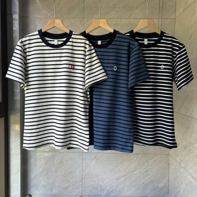 0588 素0短袖女夏季新品0零刺绣条纹撞色宽松休闲减龄青春圆领T恤 面料成分：220克氨棉 92％棉 8％氨纶 精棉带弹力 夏季穿着舒适凉爽透气 正肩裁剪 立