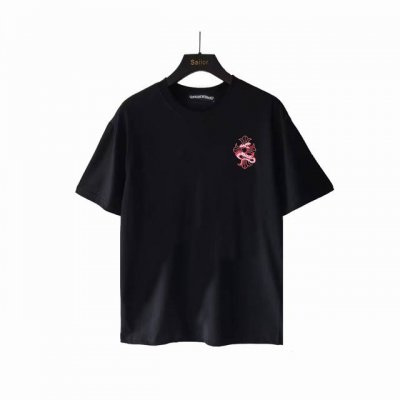 实拍细节图+尺码表 Chrome Hearts 克罗心 蛇年限定刺绣短袖 蛇年限定系列 Ch 克罗心 采用万针刺绣盘绳工艺 情侣款短T 百看不腻的高级简约风格
