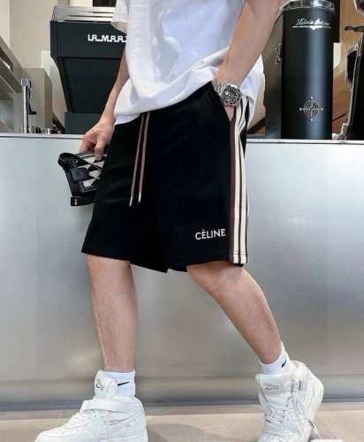 品名： Celine 赛琳 25Ss新款双面平纹针织 侧边织带刺绣Logo松紧腰带短裤 面料：双面针织 颜色： 黑色 尺码M-L-Xl 腰围 臀围 裤长 M 7