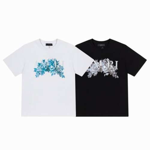 8041# ,Amiri数码印花Logo宽松版短袖T桖，采用300克重面料，颜色:黑色，白色，尺码：S M L Xl