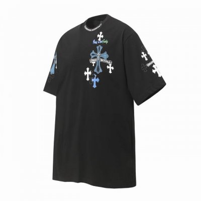 Chrome Hearts Ch 克罗心贴布十字架印花短袖T桖 采用直喷进口机器印花 五金辅料均开磨定制 正确配置 黑色2025克罗心正品包装 280克定制定染
