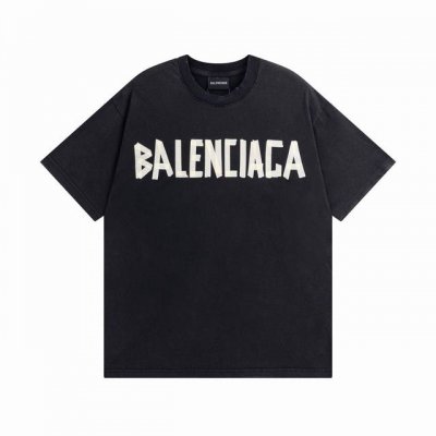铁灰色 Balenciaga 巴黎世家2025 Ss 经典胶带拉浆印花短袖T恤 本市场No.1的质量 真正天花板品质 全部原版开发注意细节图 避免被盗图商家混发