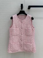 独家首发高端原单品质100%真丝里布！ 权志龙同款 Coco女孩高级闪闪樱花粉马甲外套！本季最佳必入绝绝子！定制特种纱粉色编织Tweed软花呢面料，经典四口袋立
