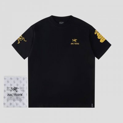 始祖鸟Ayc Teryx 款号741-1 2025蛇年定制短袖T恤 立体剪裁。胸前Logo为刻字膜，双边刺绣龙蛇年标志。小鸟字母Logo刺绣 高端32S双纱28