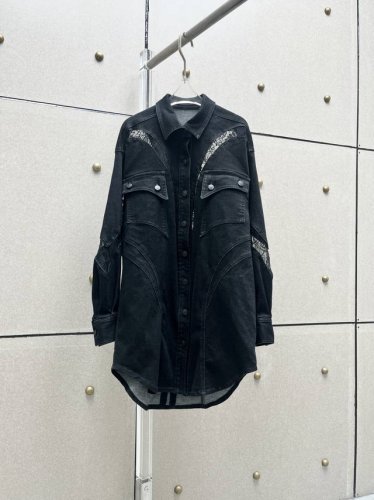新 Mugl*蕾丝拼接牛仔外套 两色 Sml