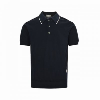 dior 迪奥 24Ss 刺绣小标针织Polo短袖 深蓝色饰以经典的 Cd Icon 标志刺绣提升格调。采用羊毛、山羊绒和桑蚕丝混纺平纹针织面料精心制作，衣领饰