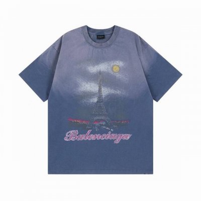 balenciaga 巴黎世家2025 Ss 埃菲尔铁塔喷墨渐变彩印短袖T恤 本市场No.1的质量 真正天花板品质 全部原版开发注意细节图 避免被盗图商家混发