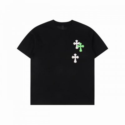 chrome Hearts 克罗心 荧光串标十字架短袖T恤 采用直喷进口机器印花 五金辅料均开磨定制 正确配置 黑色2025克罗心正品包装 克定制定染双纱棉 版