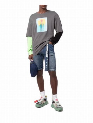 现货： # 春夏新款 品牌：Off-White 束腰款牛仔短裤 颜色：蓝色 尺码：Xs-S-M-L 面料：12.5盎司100%纯棉牛仔布，老式牛仔布织法，源自西
