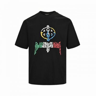 balenciaga 巴黎世家 24Ss 彩色字母Logo发泡印花短袖 标准数码直喷印花技术，纯棉柔软面料，对色定染面料，超精细平网印花工艺，潮流感十足，定染纯