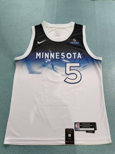 70 (款号：S05）【顶级刺绣版本】 nike Nba 城市版 森林狼队爱德华兹5号球衣 -定制优质网眼布面料，原版克重，Dri-Fit 技术导湿速干，防静电