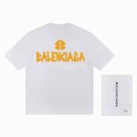 balenciaga*巴黎世家*300G克重磅纯棉T恤厚实宽松版型 硅胶工艺Logo设计 春夏新款圆领时尚短袖T恤 男女同款 颜色 黄色 蓝色 玫红 码数 Xs