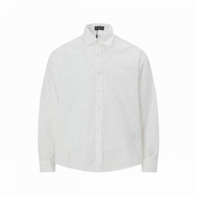 款号C01 白色 粉色Logo 码数：S～Xl Balenciaga 巴黎世家 满印Logo单排扣休闲长袖衬衫 常规版型 粉色满印Logo 堪称时尚界的图腾 密