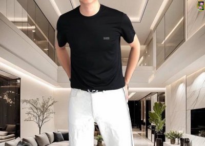 boss 隔天出货2025夏季新款 高端定制面料短袖T， 全球顶级男装，简约时尚，从容百搭，大气优雅 极度舒适体验 高端面料 色泽鲜艳 极致顺滑触感 细腻不易起