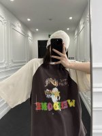 w65# We11Done官网同步拼接撞色插肩袖小怪兽彩绘印花宽松短袖T恤 购入原版打版起样 区别市面普通版本 面料采用重磅高克重320克双纱精梳棉面料 成衣经