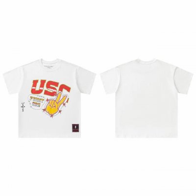 t8819 顶级品质 Travis Scott X Mitchell X Ness Usc Troians Hand-Drawn短袖 做工精美 走线流畅 原版开