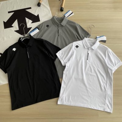 主图 专柜同款Descente 迪桑特三色综训运动舒适健身Tough透气排汗短袖polo上衣 门禁字母印花 进口精梳珠地棉面料亲肤舒爽，不粘身不黏腻！排汗吸湿！