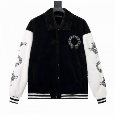 款号Y610 Chromehearts 克罗心 十字架刺绣字母皮袖拼接棒球服外套 渠道精品 潮男潮女Zui爱的棒球服夹克，市场各级版本都有 细节你们一定要对比