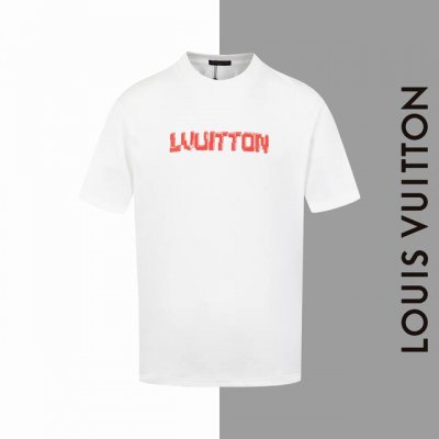 款号#Z143 lv 彩色字母大标印花圆领短袖 louisvuitton官网一致款式 面料 32支双纱280克纯棉面料 同缸同色织染螺纹 颜色一致 工艺 进口机