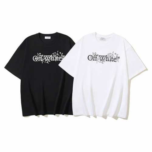 1076# Off-White纯棉260G重磅共进Logo印花短袖T恤 黑色 白色 S M L Xl