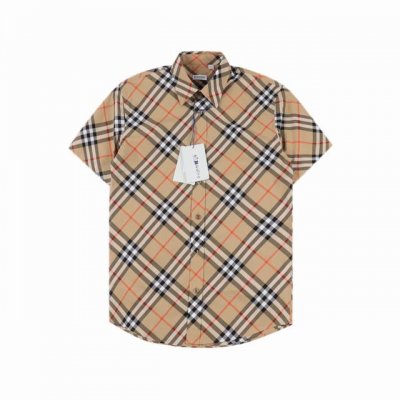 burberry 巴宝莉 经典斜格纹短袖衬衫 意大利精纺面料 能够确保纱线的均匀度和细腻度使得面料的手感更加柔软舒适 这些后整理工艺不仅提高了面料的耐用性和抗皱