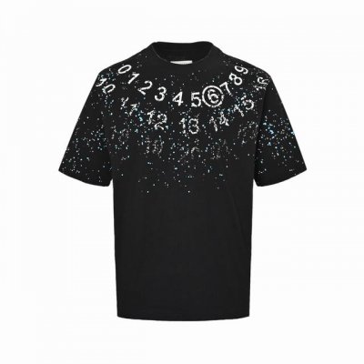 maison Martin Margiela 马吉拉25Ss 数字泼墨斑点印花短袖 重磅精梳260G纯棉双纱面料 数码3D直喷 螺纹定织定染通肩拉条工艺增加衣物