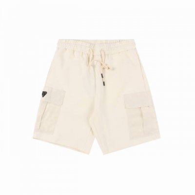 prada 普拉达 25Ss 金属三角标侧口袋工装短裤 原版购买 双面双股面料 弹力腰头配束绳 正面斜角开袋 背面魔术贴式嵌线袋 侧面涂珐琅金属三角形徽标 侧面