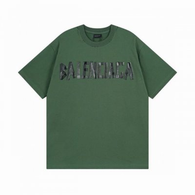 绿色 Balenciaga 巴黎世家2025 Ss 经典胶带拉浆印花短袖T恤 本市场No.1的质量 真正天花板品质 全部原版开发注意细节图 避免被盗图商家混发