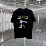 Gucci 2025春夏新款 260克短袖T恤 个性印花 男女同款宽松版 S M L Xl Xxl 五个码 黑色 酒红色 杏色