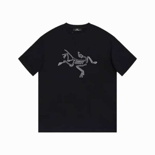 Arc Treyx 始祖鸟] Fw短袖T恤 小鸟Logo印花 高端32S双纱260克面料 重磅面料 定制拉架罗纹同缸同染 三标齐全 男女同款 颜色：黑色 尺码：