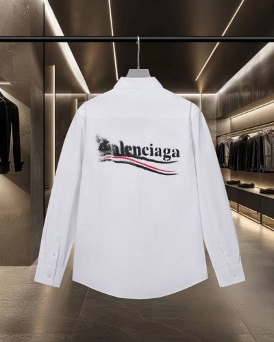 balenciaga 巴黎 爆款来袭 经典后背可乐模糊Logo长袖宽松版型衬衫 2025Ss官网新款长袖 衬衫 衬衣，精美直喷Logo 高端版本，专柜定制面料