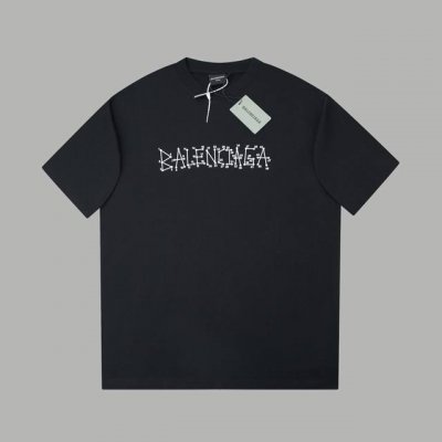 balenci*Ga 25Ss早春新 Bb字母厚版印花短袖 轻奢主义 男女日常通勤穿搭必备单品 正确版本 欢迎对比 详细特征 320克 % 纯棉双纱汗布面料 同