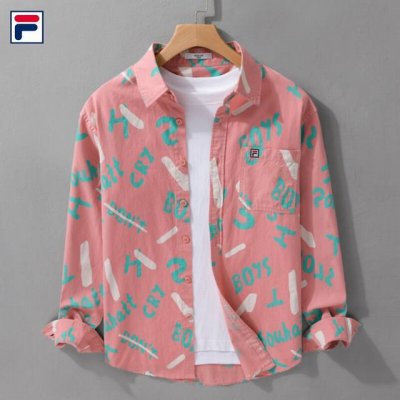 上新 斐乐Fila25款高品质纯棉印花刺绣日系个性长袖衬衫外套 甄选纯棉优质面料，透气吸汗、不变形 不起球 细腻不糙手 耐磨性高 走线工整 亲肤抗皱等特点、让服