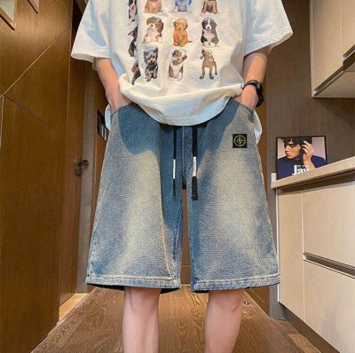 stone Island 石头岛美式牛仔短裤， 男女同款 ，海外限量款纯色五分裤，25Aw石头岛最新款，简约大方日常通勤首选，辨识度更高，宽松廓型 ，男女都可驾