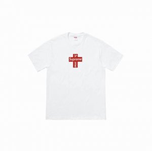 851款Supreme Week 17 Cross Box Logo Tee 十字架Logo圆领短袖T恤 男女同款 码数Smlxl 黑色白色