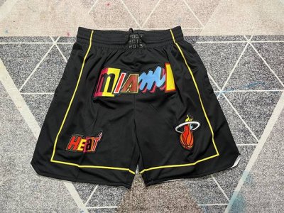 款号K45 顶级刺绣版本 Just Don Nba Miami Heat Team Shorts 贾斯顿 Nba 迈阿密热火队23赛季 黑色刺绣球裤 篮球短裤