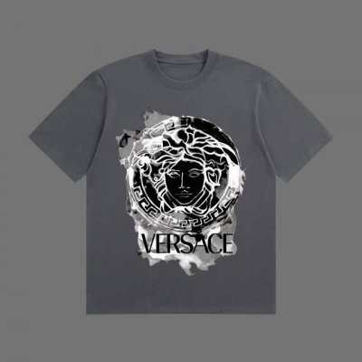 高端品质 Versace 2025Fall 春夏系列 美杜莎标识短袖T恤 区别普通印花 定织270G32支双纱纯棉面料 宽松版型 男女同款 Size：S M L