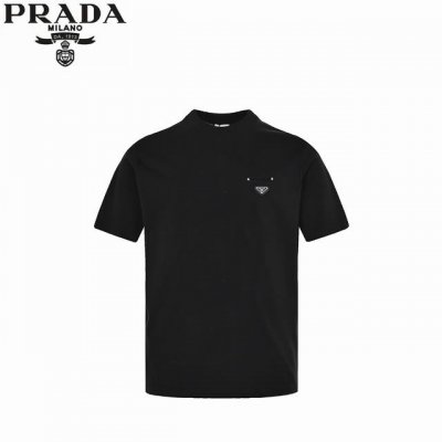 prada 普拉达 25Ss 铆钉三角标短袖 定做布料 印花辅料细节都是采用一比一复刻 采用320G棉质布料32支精双棉纱平纹 无蚀尘毛艺工处布理面 特拉种捆机