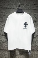 高版本Chrome Hearts克罗心 喷墨印花刺绣梵文十字短袖！前后重工刺绣，面料使用32支 克全棉双纱面料 区别市面低克重普通货 ，纹路清晰可见，质感柔软细