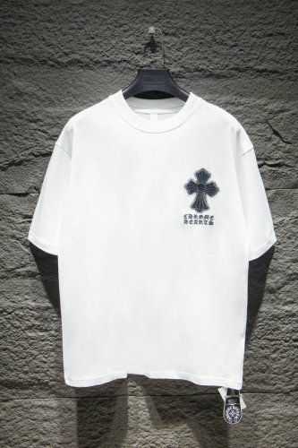 高版本Chrome Hearts克罗心 喷墨印花刺绣梵文十字短袖！前后重工刺绣，面料使用32支 克全棉双纱面料 区别市面低克重普通货 ，纹路清晰可见，质感柔软细