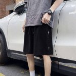 Chrome Hearts 克罗心 夏季华夫格侧边十字架串标刺绣抽绳运动休闲短裤五分裤沙滩裤 裤型两侧十字架刺绣串标设计 甄选高品质华夫格面料 简约又不简单 中