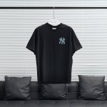 工厂p直供 mlb丨洋基队0953做旧牛仔印花短袖T恤 尺码 S-Xxl 配色 黑色 白色 粉色