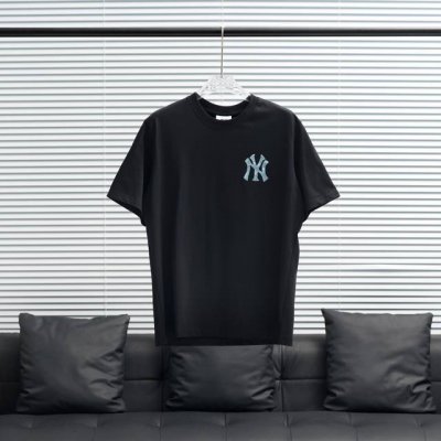 工厂p直供 mlb丨洋基队0953做旧牛仔印花短袖T恤 尺码 S-Xxl 配色 黑色 白色 粉色