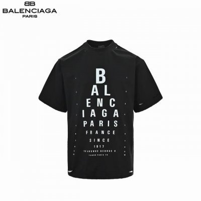 balenciaga 巴黎世家 25Ss 视力表刀割破洞短袖 重工破损工艺 1:1印花 270克双纱面料 650克双纱罗纹领 高版本不变形 Os 宽松版型 男女