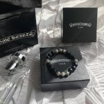 Chrome Hearts克罗心8颗十字花银珠磨砂黑曜石手串 独家定制款式，区别克罗心手链的单调，全球顶级银饰奢侈品牌-Chrome Hearts，不管是人气还