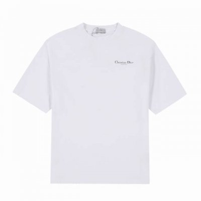 上新款号： D1001 Dior 迪奥 2025Ss前后副经典漏空 Logo字母做斑驳处理印花 -面料：260G双纱纯棉短袖，配套320G纯棉罗纹 原版面料 官