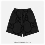 gucci 古驰 25Ss 大双G植绒短裤 定织 G双纱纯棉面料 1921 3D字体 定点植绒印花Logo工艺 精工立体剪裁 全身三线缝制走线工艺 后领织带包边