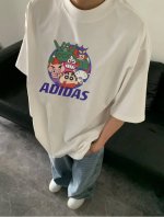 Adidas阿迪达斯 蜡笔小新特写镜头纯棉直筒T恤卡通印花短袖情侣款 Color: 白色 Size: M-Xl M 肩宽50 胸围112 衣长 Cm L 肩宽5