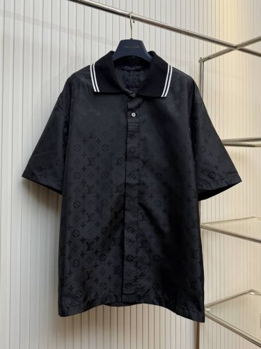 lv路易25Ss提花Monogram暗纹提花桑蚕丝半截短袖衬衣 Size：S M L Xl