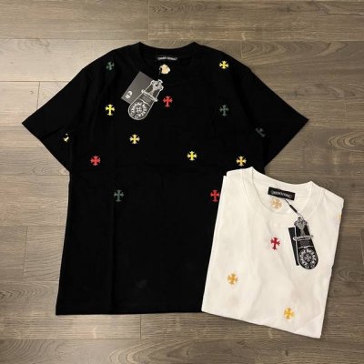 chrome Hearts Ch 克罗心 25Ss最新重工彩色十字刺绣情侣圆领短袖T恤-顶级版本 Color：黑色 白色 Size：S M L Number：2